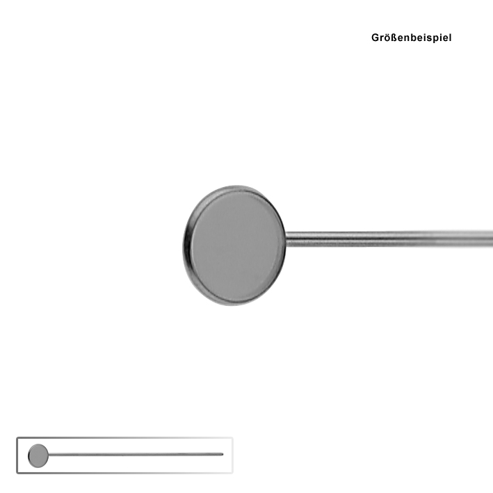 Kehlkopfspiegel mit Griff 19,5 cm, Fig. 3, Ø 16 mm, aus Rhodium