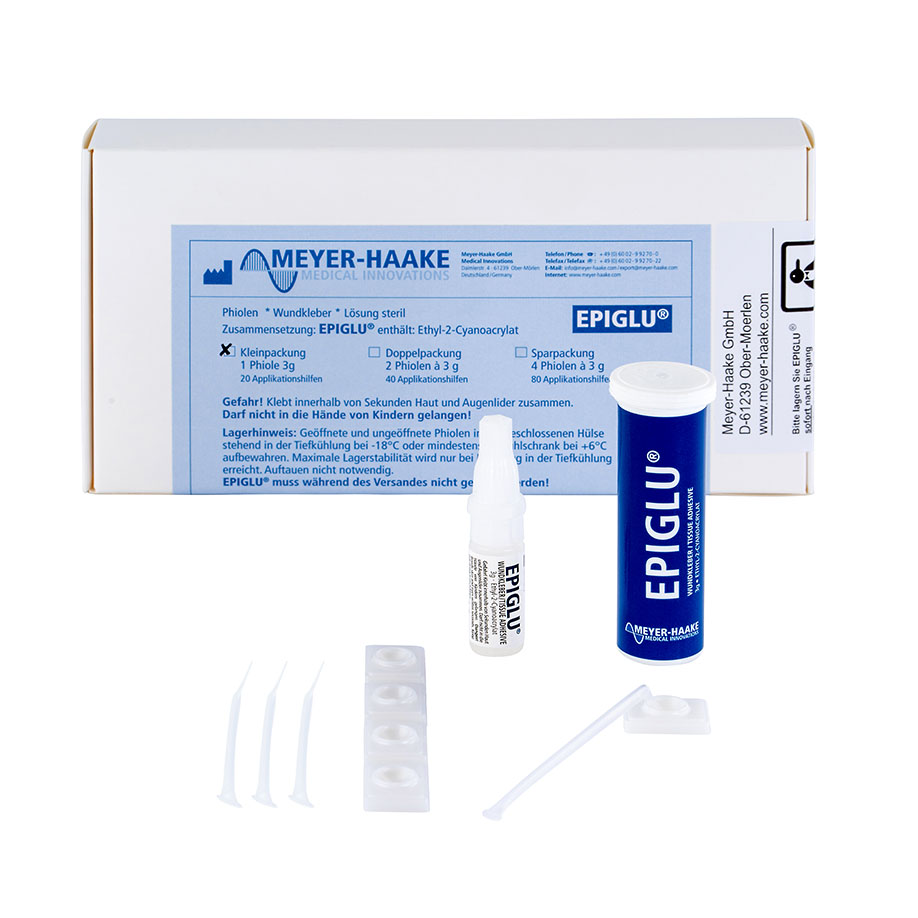 EPIGLU Wundkleber für 20 Anwendungen (1 Phiole à 3 g, 5 Riegel, 20 Pipetten)