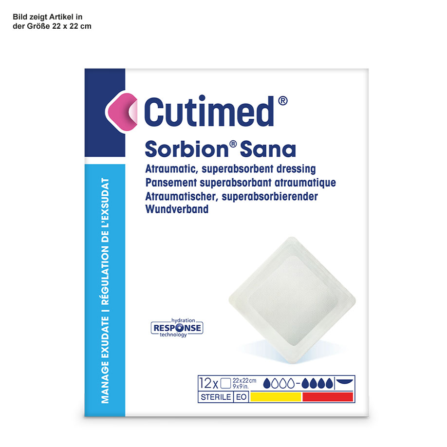 Cutimed Sorbion Sana Wundauflagen 22 x 22 cm steril (12 Stck.)