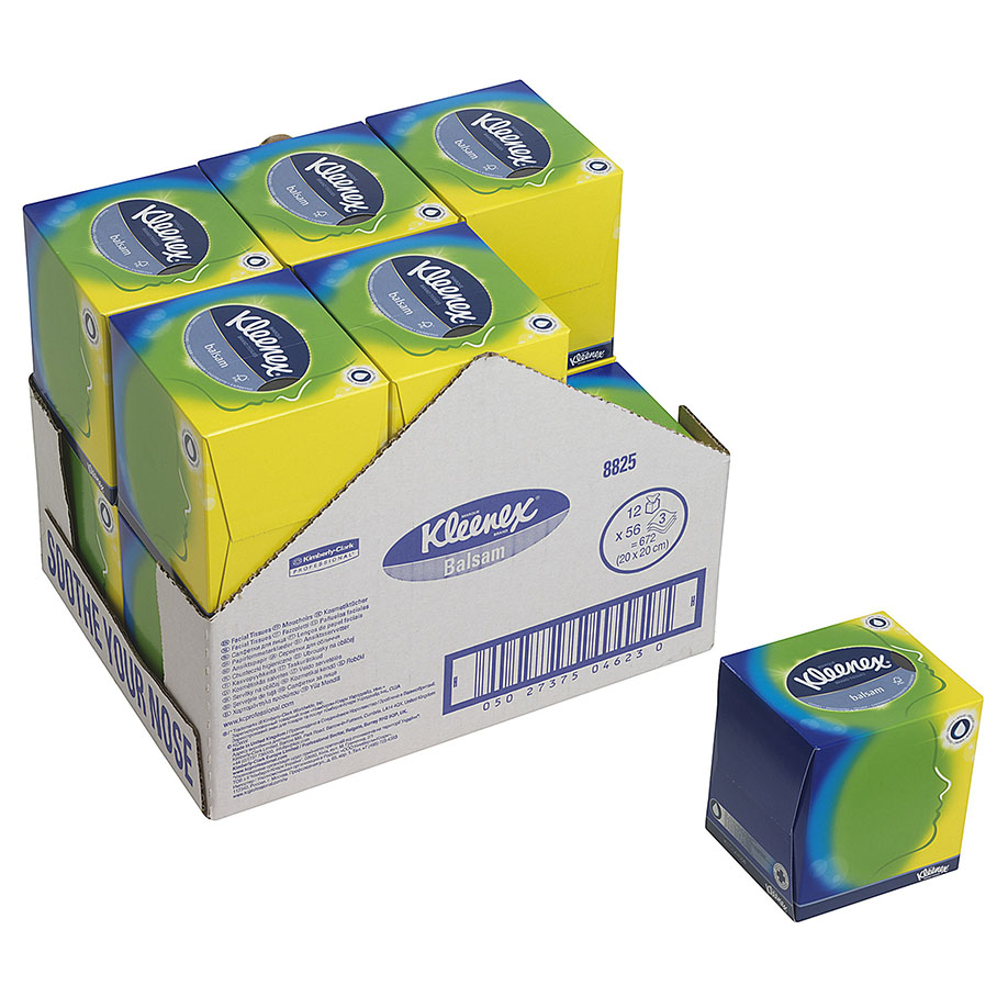 KLEENEX Balsam Kosmetiktücher, weiß, 3-lagig, 20 x 20 cm (12 x 56 Bl.)