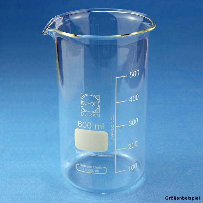 Becherglas mit Teilung 600 ml hohe Form