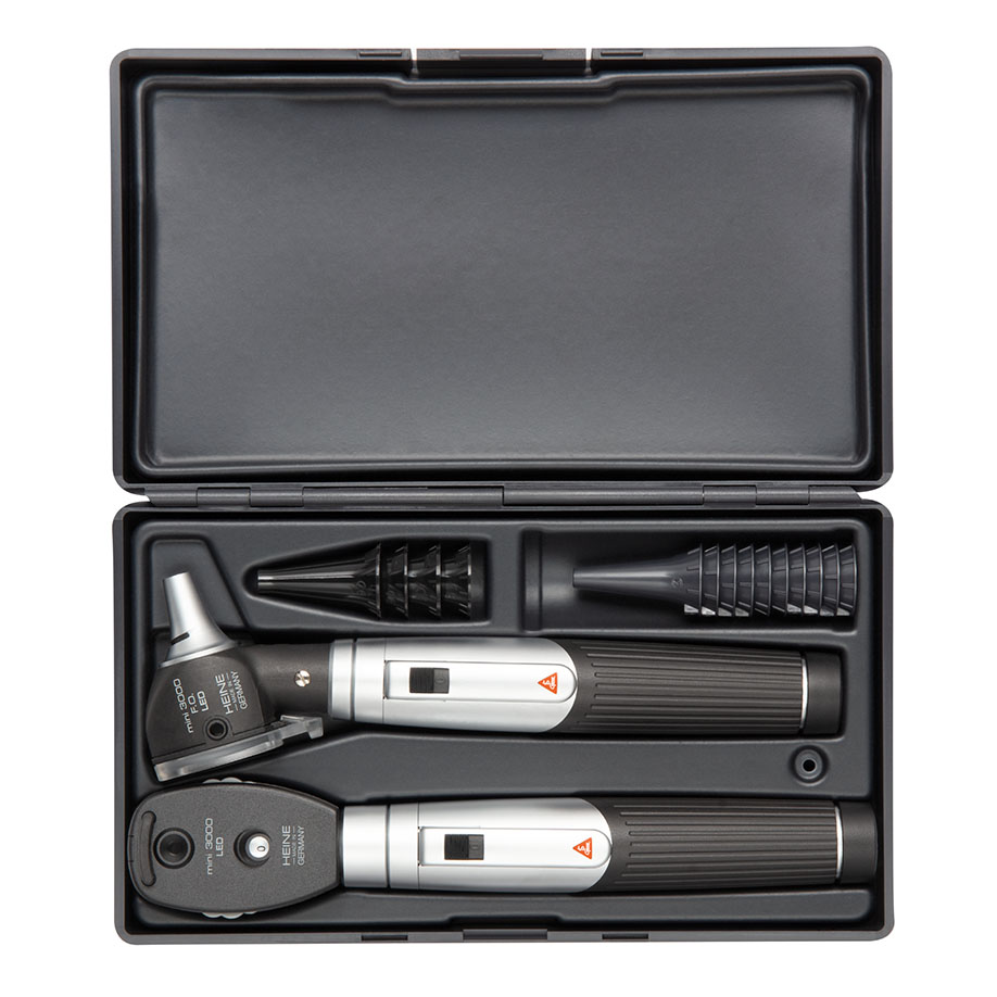 mini 3000 LED Ophthalmoskop/F.O. Otoskop Set 2,5 V mit 2 Batteriegriffen