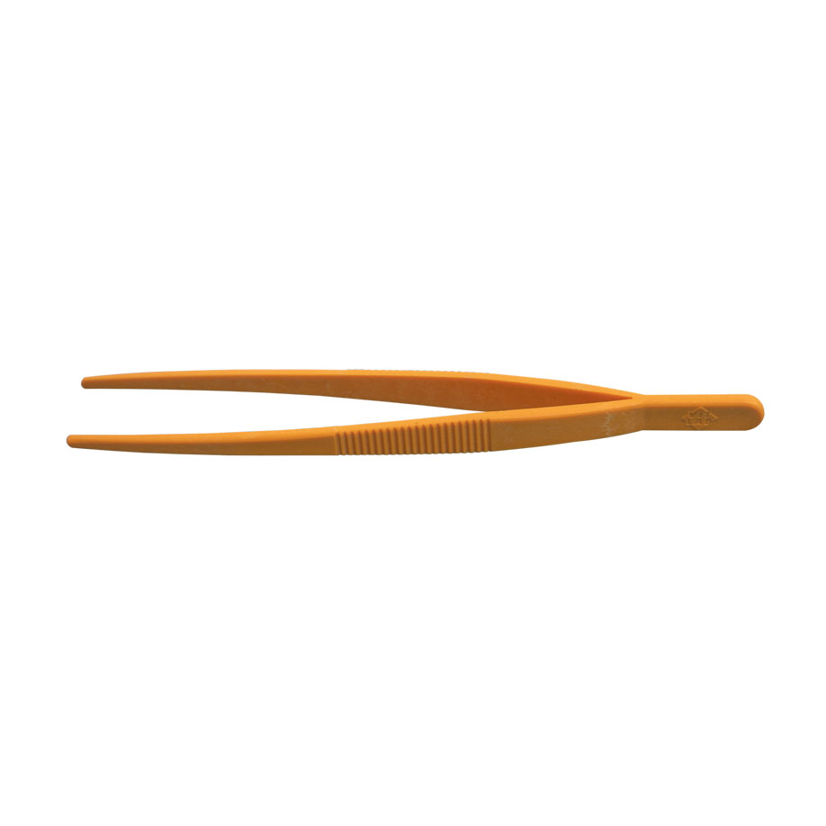 Pinzette, POM, gelb, stumpf, elastisch, Länge 145 mm