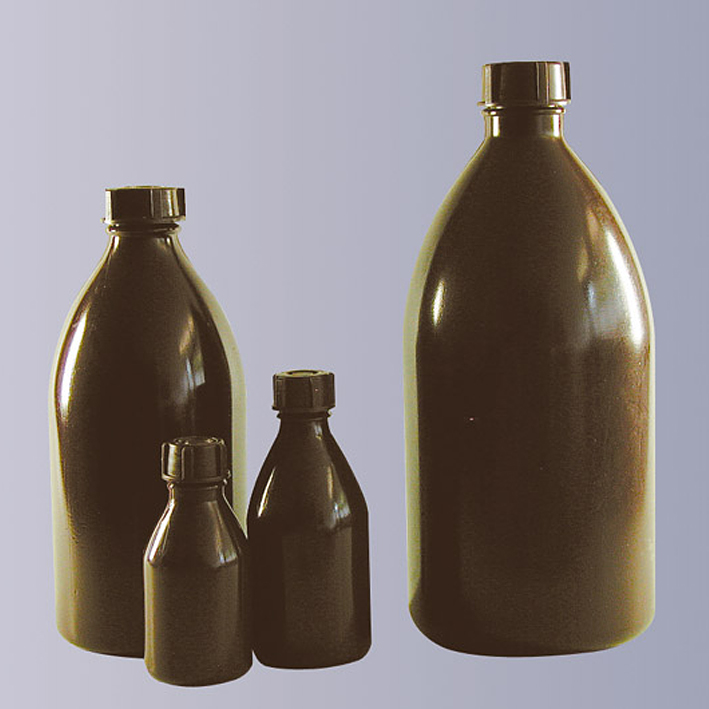 Enghalsflasche PE-LD 250 ml mit Schraubverschluss, braun