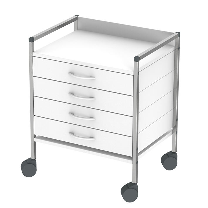 Variocar 60 Basiswagen, 833 mm hoch, mit 4 Schubladen, weiß