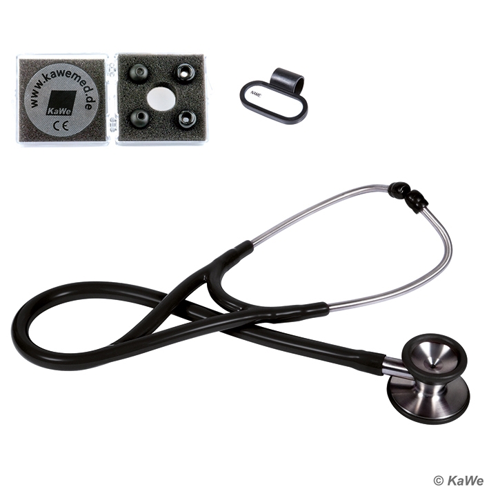 Profi-Kardiologie Stethoskop Edelstahl, schwarz