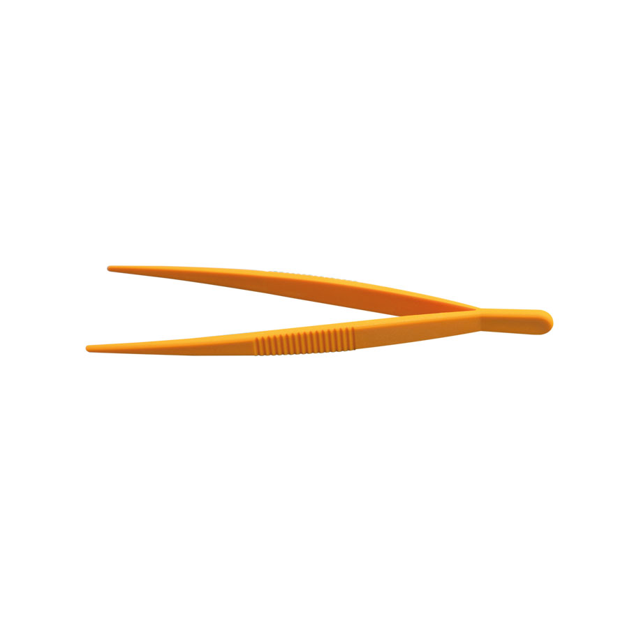 Pinzette, POM, gelb, stumpf, elastisch, Länge 115 mm