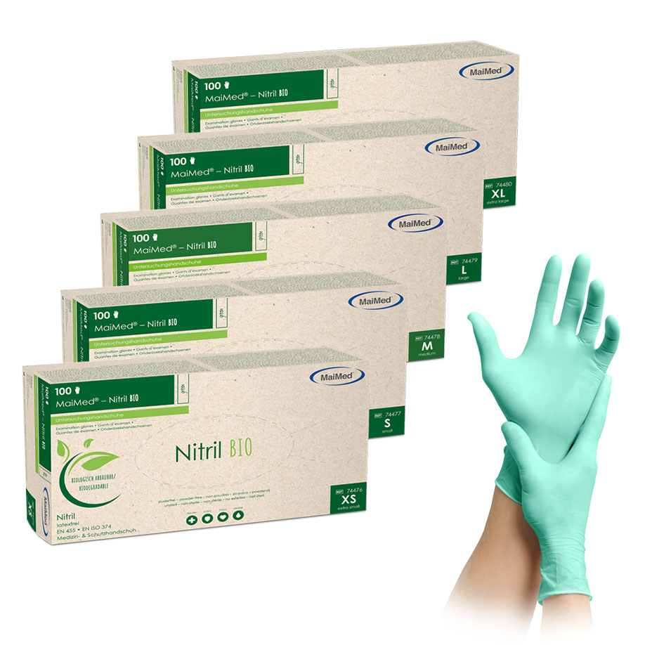 MaiMed Nitril Bio U.-Handschuhe grün Gr. M  unsteril puderfrei (100 Stck.)