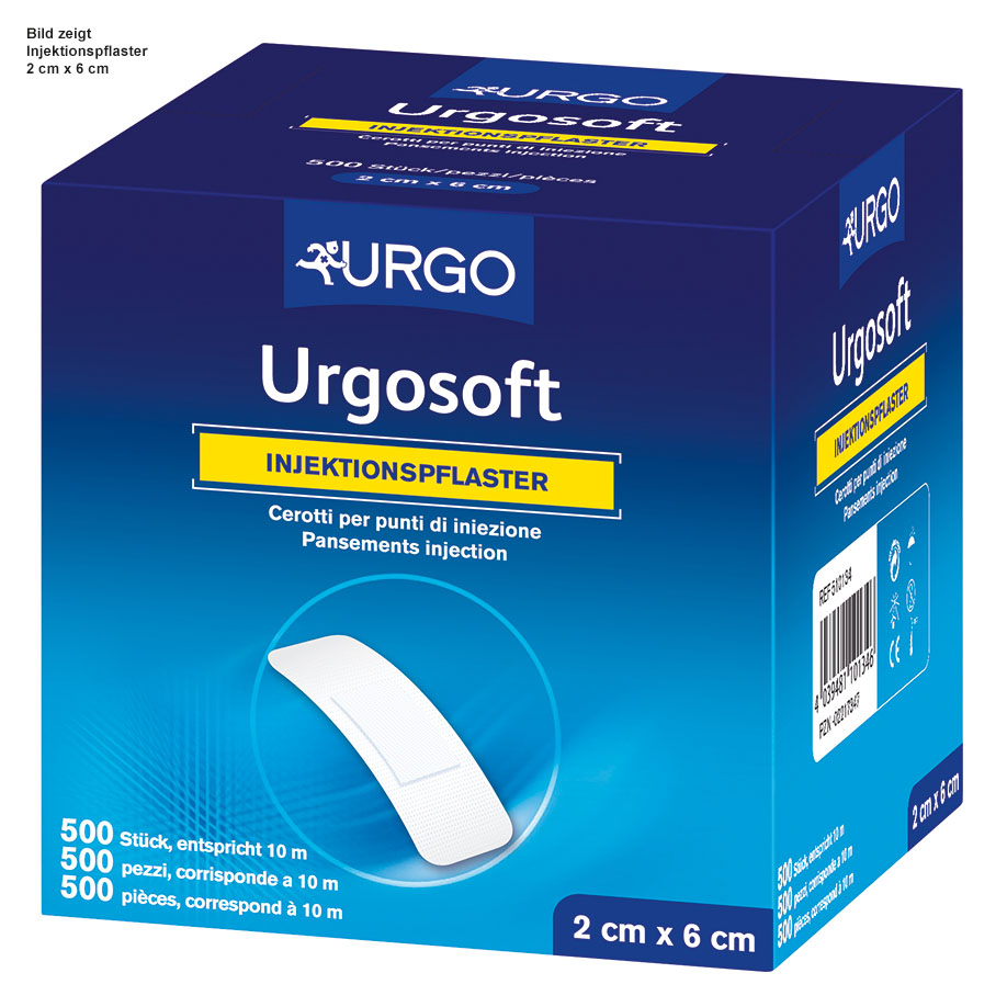 Urgosoft Injektionspflaster, 2 x 4 cm, weiß, rundum klebend (500 Stck.)