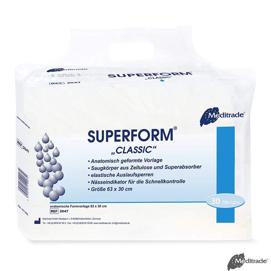 Superform Classic Inkontinenzvorlagen blau, 63 x 30 cm (5 x 30 Stck.)