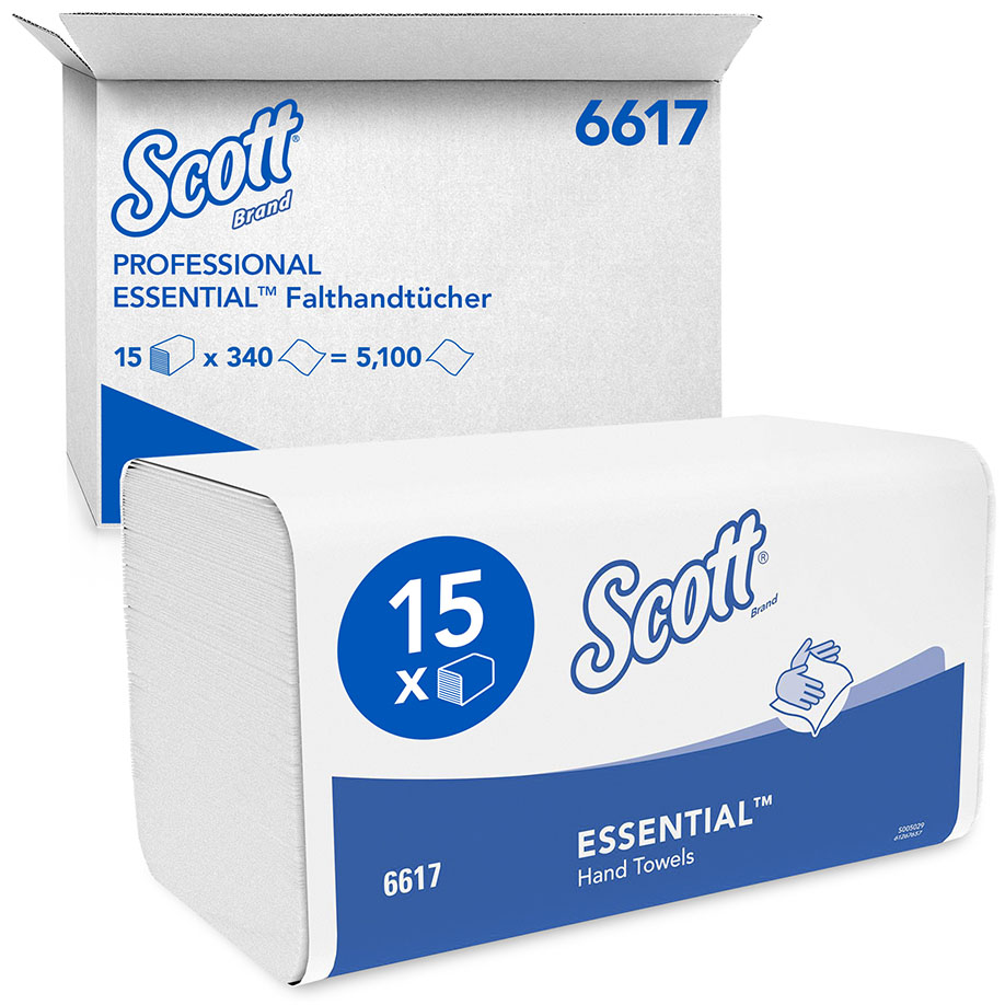 SCOTT ESSENTIAL Handtücher Interfold 1-lagig, 21 x 20 cm (15 x 340 Bl.)