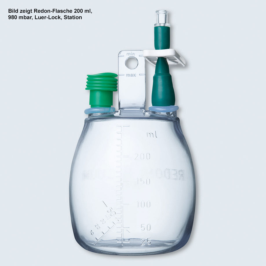 Redon-Flaschen 400 ml, 980mbar, Luer-Lock, Station, steril (40 Stck.)