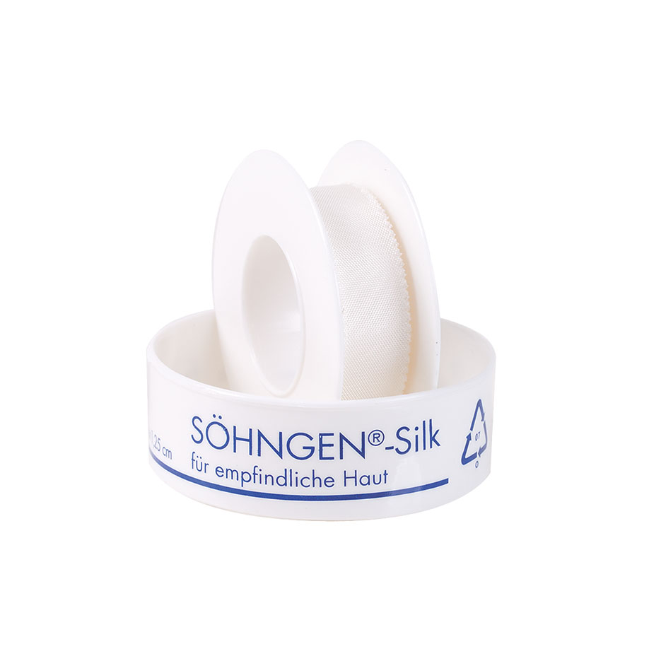SÖHNGEN-Silk Heftpflaster ca. 5 m x 1,25 cm mit Schutzring