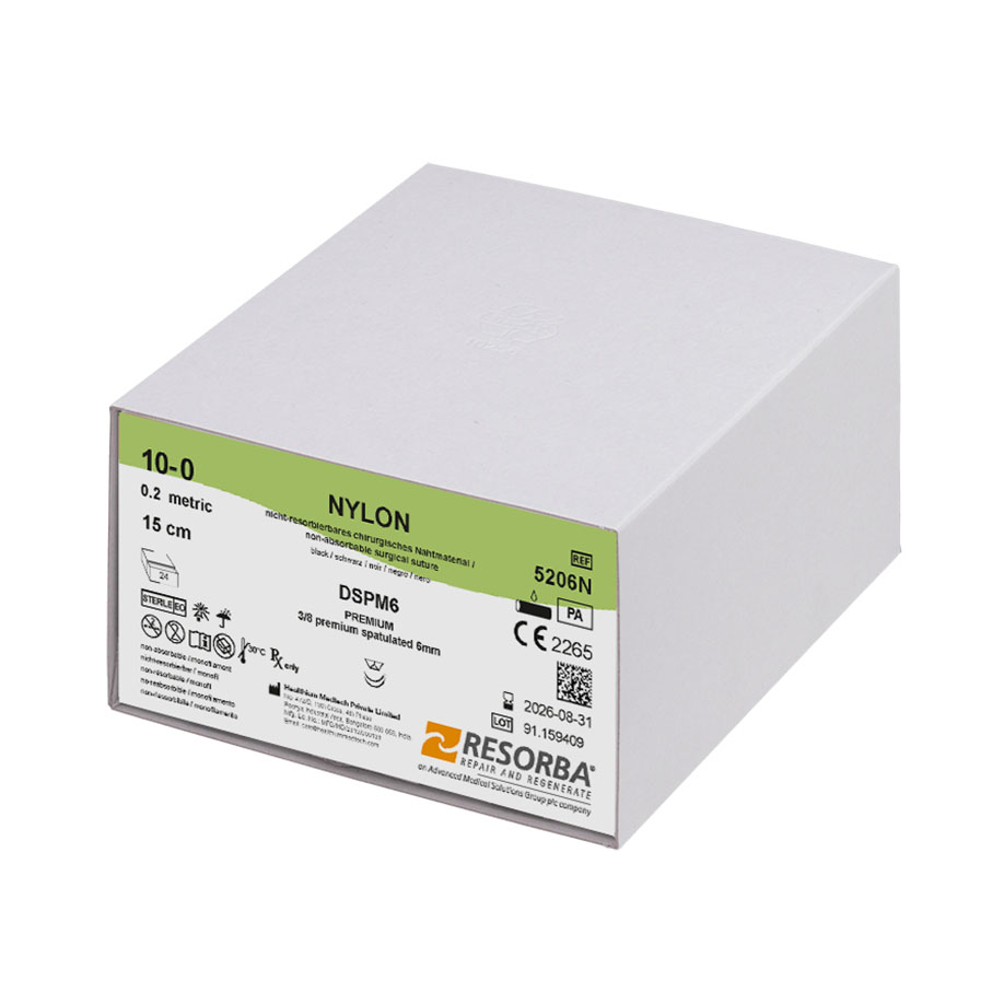 NYLON DSPM 6 10/0=0,2 schwarz monofil, Nahtmaterial Fadenlänge 15 cm (24 Stck.)