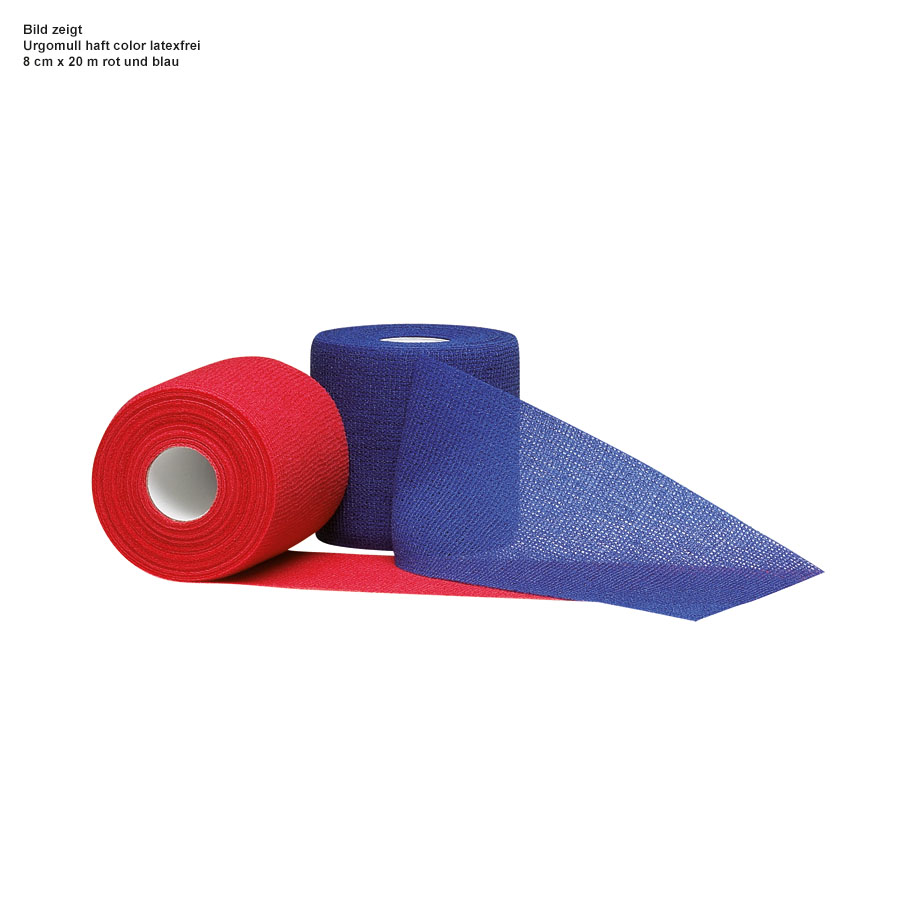 Urgomull haft color latexfrei, Fixierbinde blau, 20 m x 8 cm