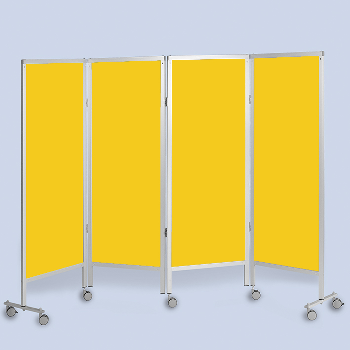 Wandschirm 4-flügelig, fahrbar, Farbe: gelb/gelb/gelb/gelb