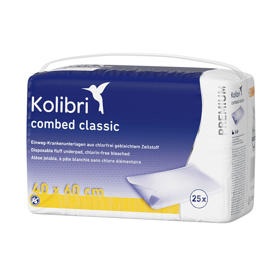 Kolibri combed PREMIUM classic, gelb, Krankenunterlagen 40 x 60 cm (25 Stck.)