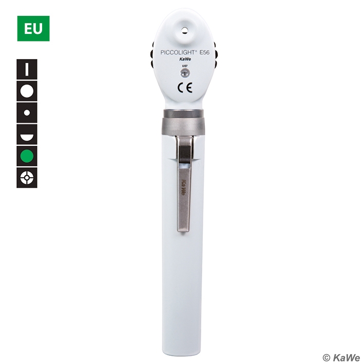 KaWe PICCOLIGHT E56 Ophthalmoskop 2,5 V stone, XH, Griff AA, 6 Blenden