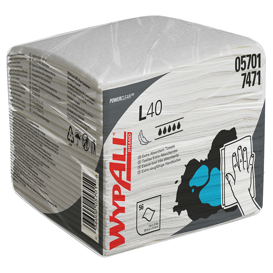 WYPALL L40 Wischtücher, 1-lagig, weiß, 30,4 x 31,7 cm (18 x 56 Bl.)