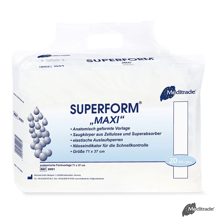 Superform Maxi Inkontinenzvorlagen weiß, 71 x 37 cm (4 x 20 Stck.)