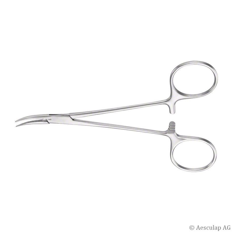Mikro Mosquitoklemme Halsted, gebogen, 12.5 cm