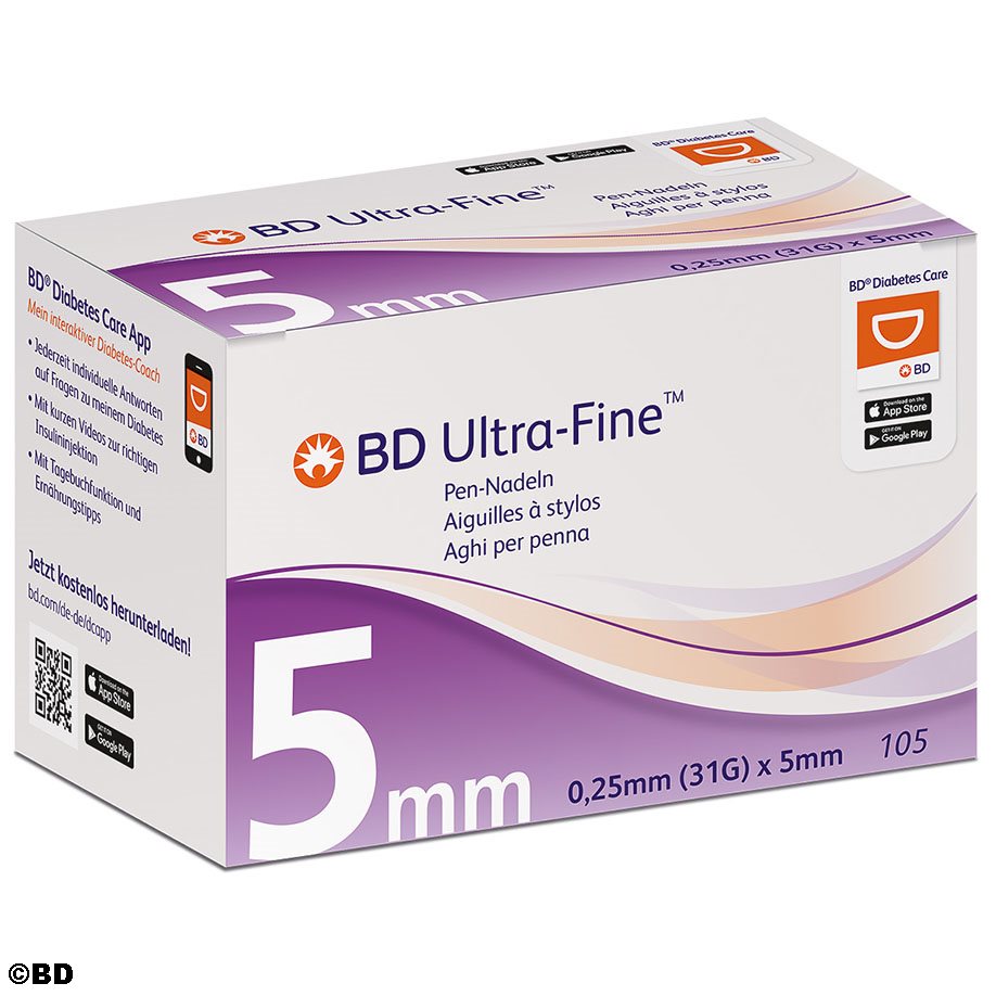 BD Ultra-Fine Pen-Nadeln 31 G 0,25 x 5 mm (105 Stck.)