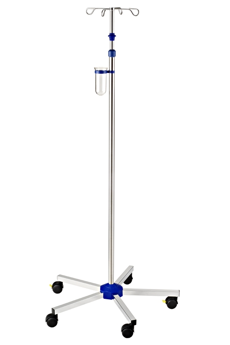Edelstahl Infusionsständer mit Beschwerung, Doppellaufrollen Ø 50 mm