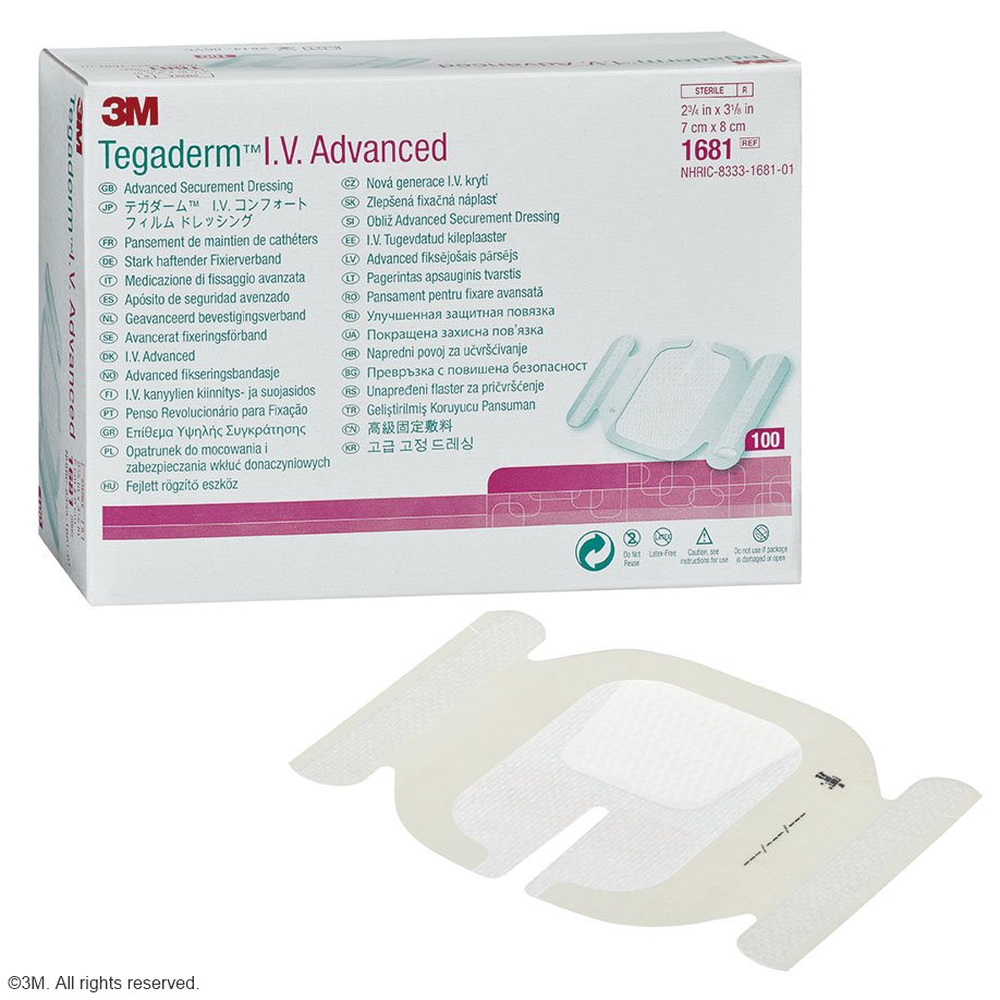 3M Tegaderm I.V. Advanced Fixierverband steril, 7 x 8 cm (100 Stck.)