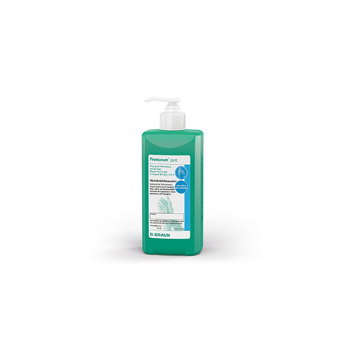 Promanum pure 500 ml Spenderflasche oval Händedesinfektion, mit aufgesetzter