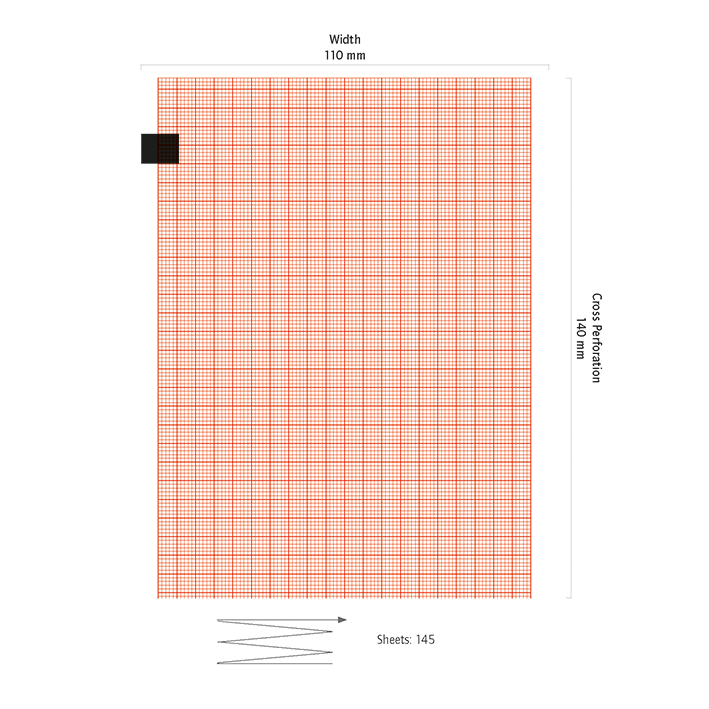 Fukuda Denshi EKG-Papier OP 22 TE/SE 601, 110 x 140 mm (145 Bl.)