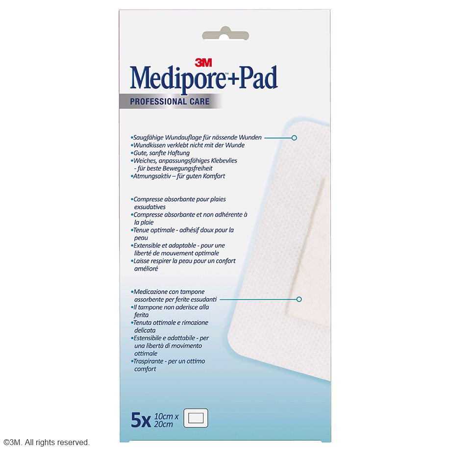 3M Medipore + Pad Fertigverband, steril, 10 x 20 cm (5 Stck.)