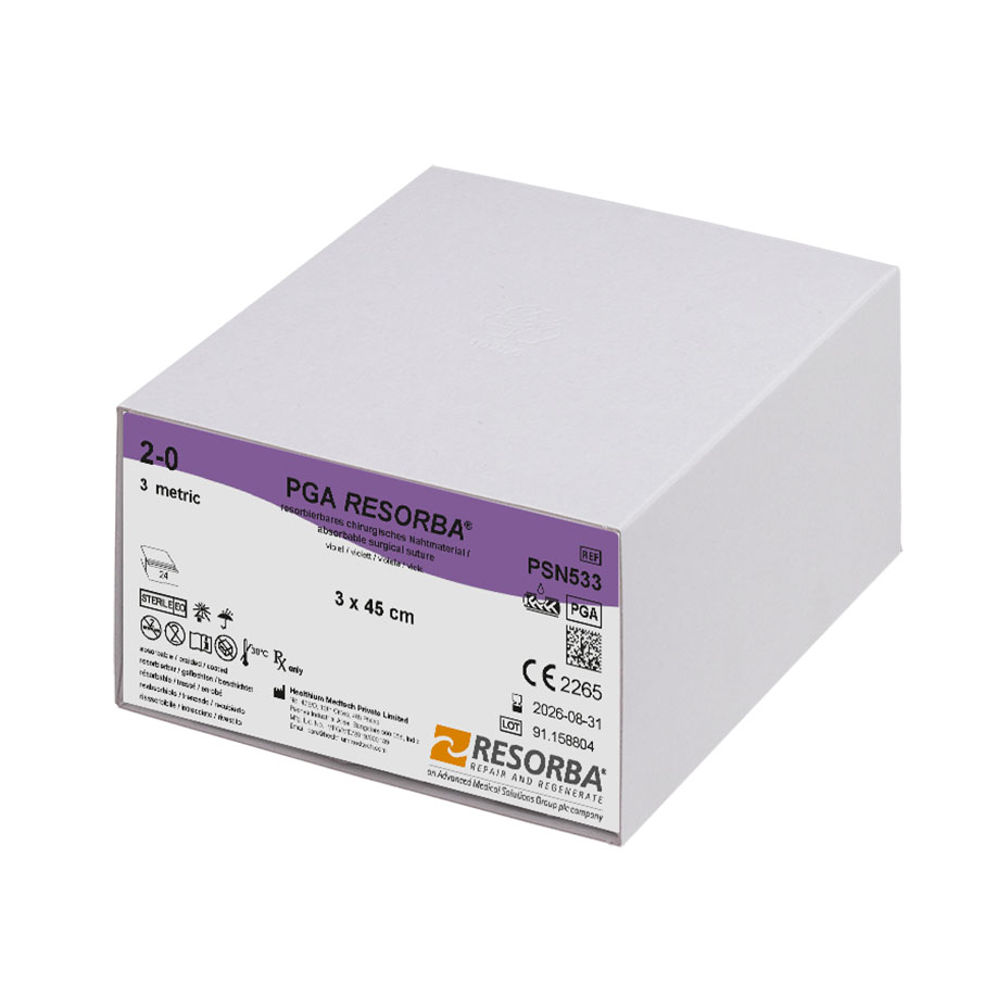 PGA-RESORBA 2/0=3, violett geflochten, Nahtmaterial Fadenlänge 3x45cm (24Stck.)