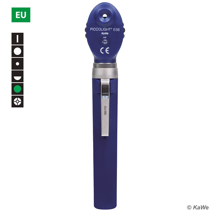 KaWe PICCOLIGHT E56 Ophthalmoskop 2,5 V sky, XH, Griff AA, 6 Blenden