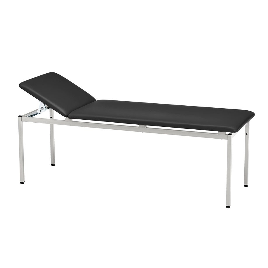 Untersuchungsliege Classic, schwarz, weißaluminium lackiert, inkl.Rollenhalter