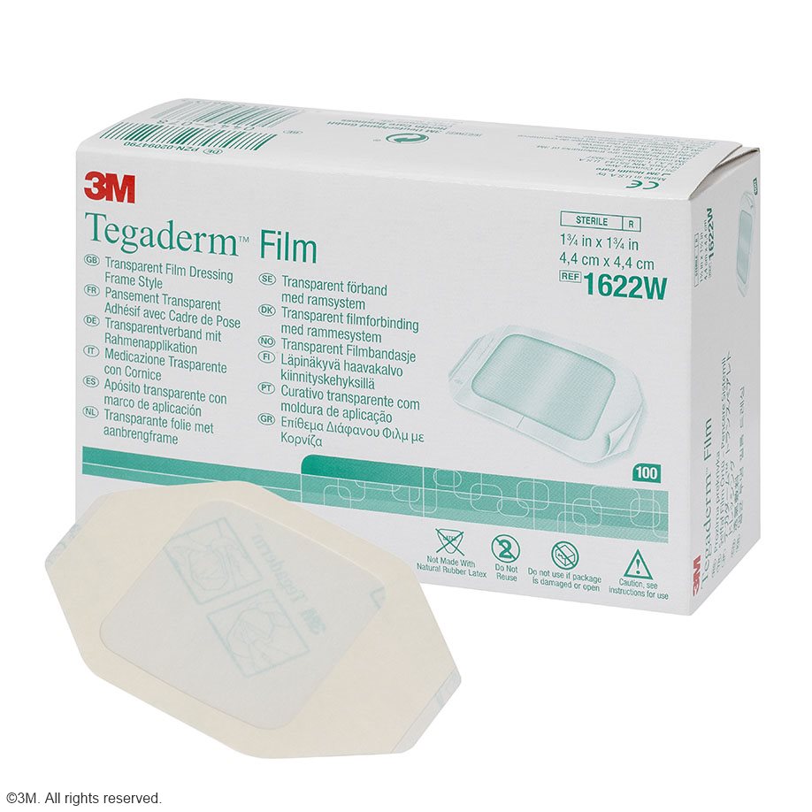 3M Tegaderm Film Transparentverband steril, 4,4 x 4,4 cm (100 Stck.)
