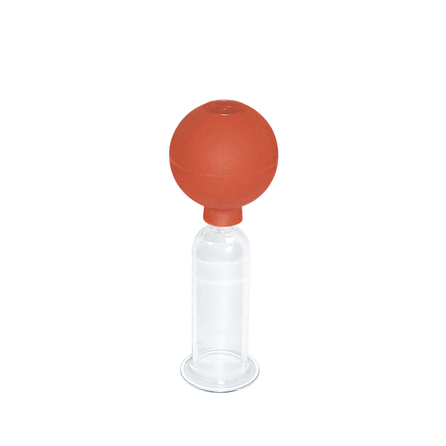 Massage-Schröpfglas mit Olive und Ball, 9 x 3 cm Ø, mundgeblasen