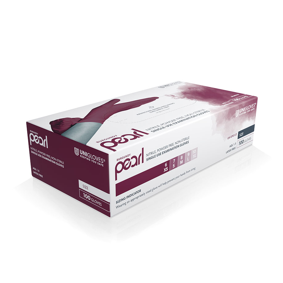 Burgundy Pearl Nitril U.-Handschuhe Gr. L unsteril puderfrei (100 Stck.)