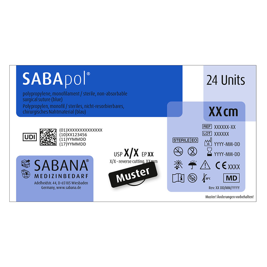SABApol blau 3-0=2 monofil Nahtmaterial Fadenlänge 45 cm (24 Stck.)