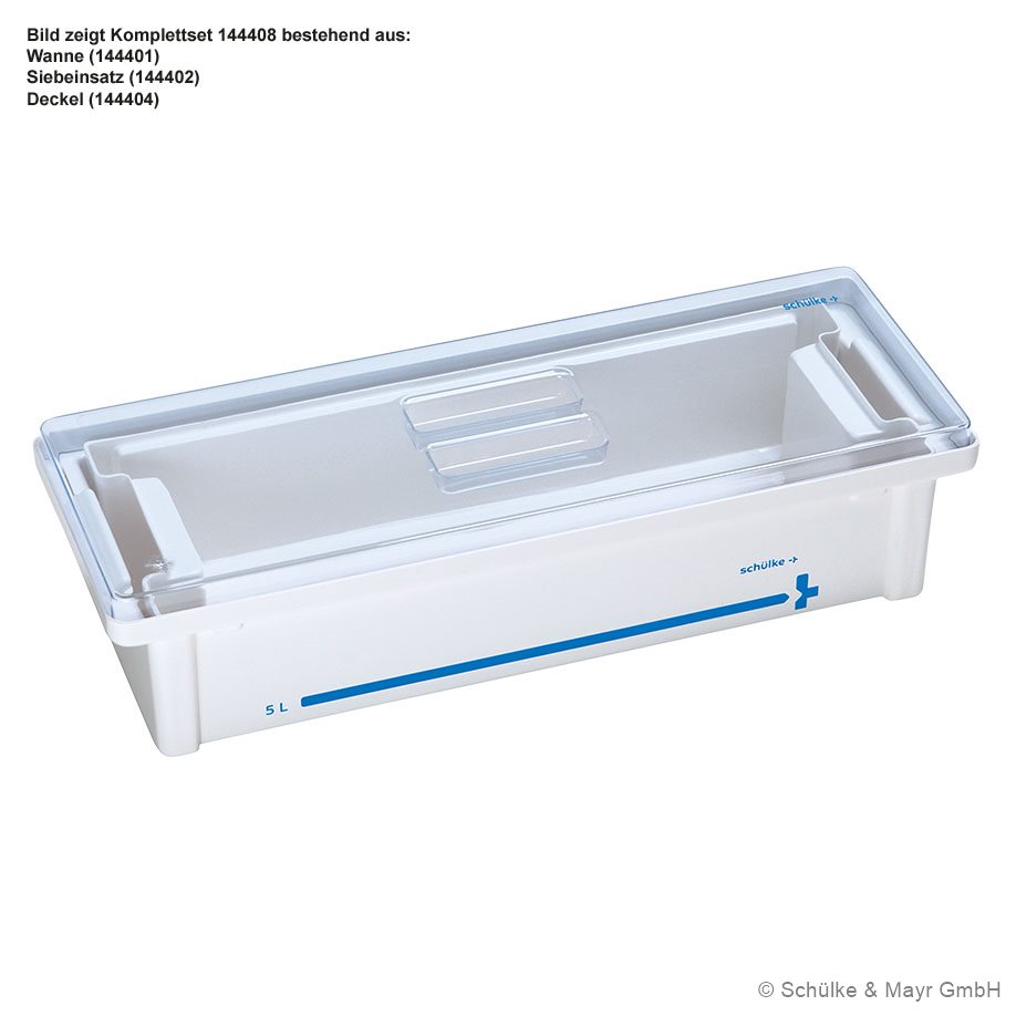 Instrumentenwanne 5 Ltr. kpl. mit Siebeinsatz und Deckel transparent