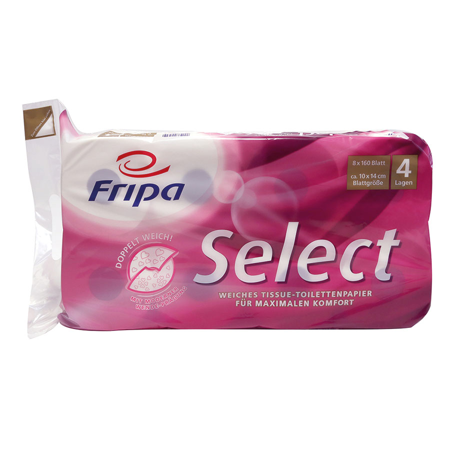 Fripa - Toilettenpapier select, 4-lagig (6 Pack à 8 x 160 Bl.)