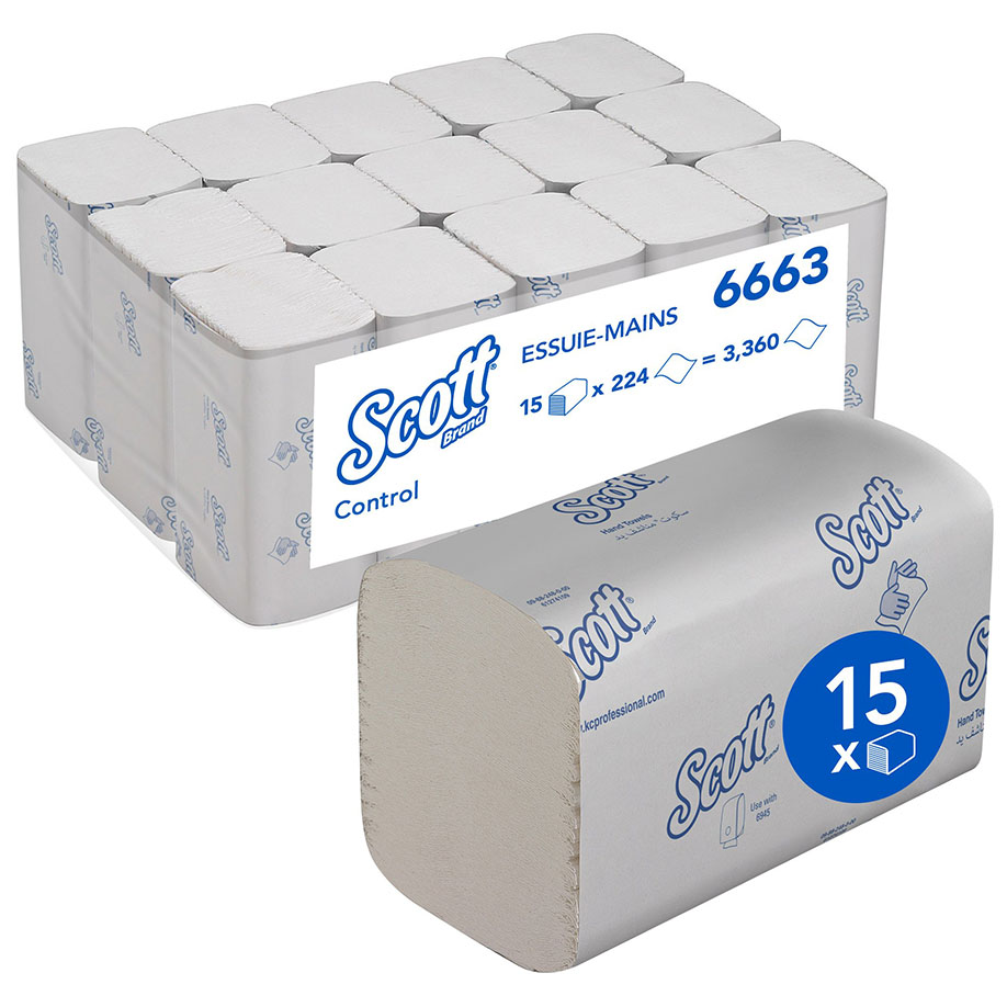 SCOTT Control Falthandtücher 1-lagig, weiß, 20 x 31,5 cm (15 x 224 Bl.)