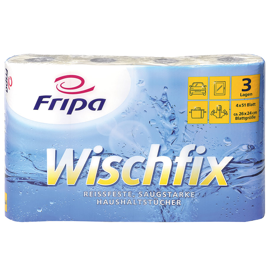 Fripa - Wischfix Haushaltstücher 3-lagig (8 Pack à 4 x 51 Bl.)
