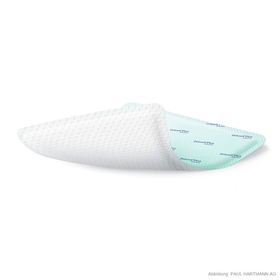 Zetuvit Plus Silicone Saugkompressen steril 12,5 x 12,5 cm (10 Stck.)