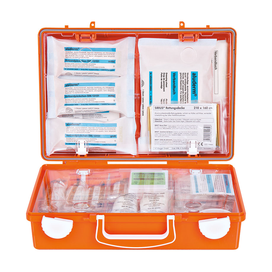 Erste-Hilfe Koffer SN-CD orange mit Füllung Ö-Norm Z 1020-1