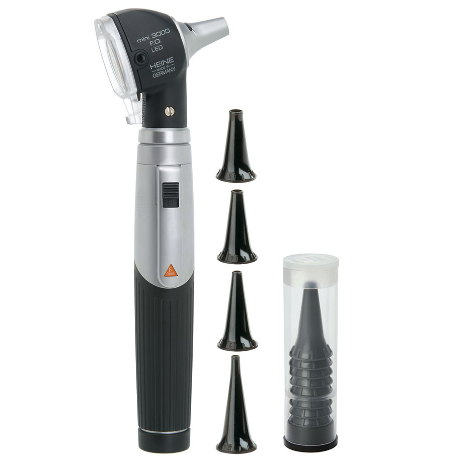 *mini 3000 F.O. Otoskop 2,5 V LED, schwarz, mit Batteriegriff mini 3000 -ausser Handel- / Alternative: OPT D-008.70.120
