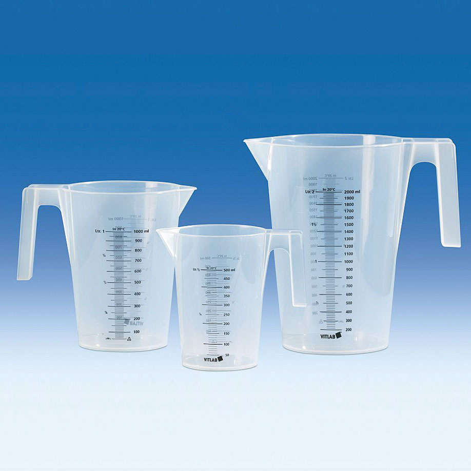 Messbecher stapelbar, PP, 1000 ml, schwarze Skala, beidseitig bedruckt
