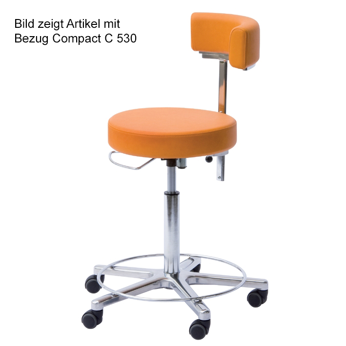 Arbeitsstuhl mit Rückenlehne, Höhenverstellung 57 - 76 cm mit Handauslösung, mit Fußring