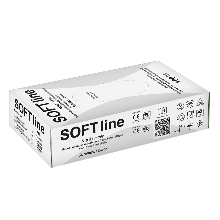 *SOFT line Nitril U.-Handschuhe schwarz, Gr. L unsteril puderfrei (100 Stck.) -ausser Handel-/ Alternative: MTR 1284L-