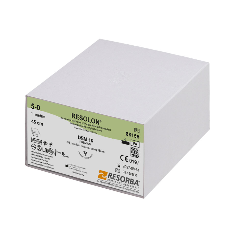 RESOLON DSM 16 5/0=1 blau monofil, Nahtmaterial Fadenlänge 45 cm (36 Stck.)