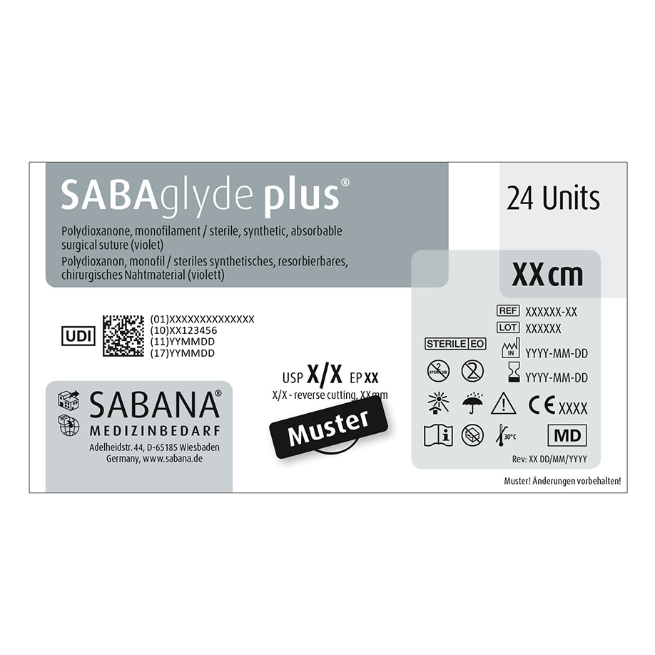 SABAglyde plus 4-0=1,5 violett monofil Nahtmaterial Fadenlänge 45 cm (24 Stck.)